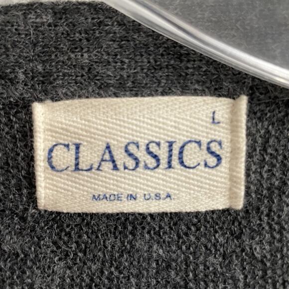 Classics Cardigan Sweater Size Large Men Gray Made In USA Grandpa Preppy… - Picture 5 of 5